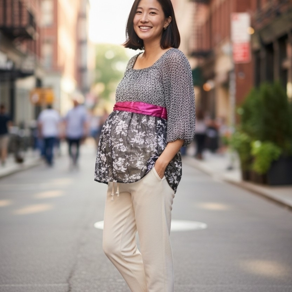Liz Lange Maternity Black and White Short Sleeve Top Shirt